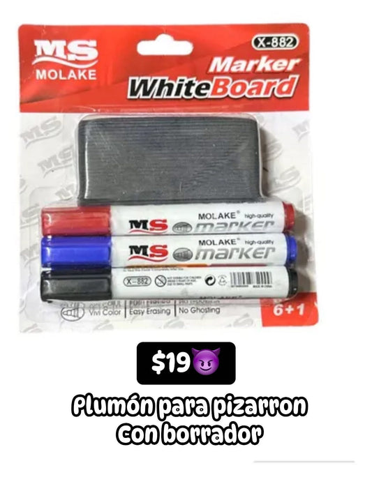 Plumones para pizarron con borrador