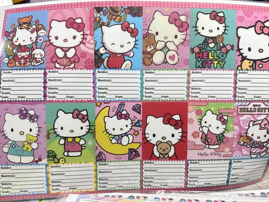 Plantilla etiqueta datos escolares HELLO KITTY