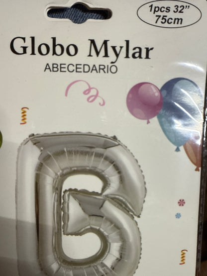 Globo Letra B plateado 16 pulgadas 41cm