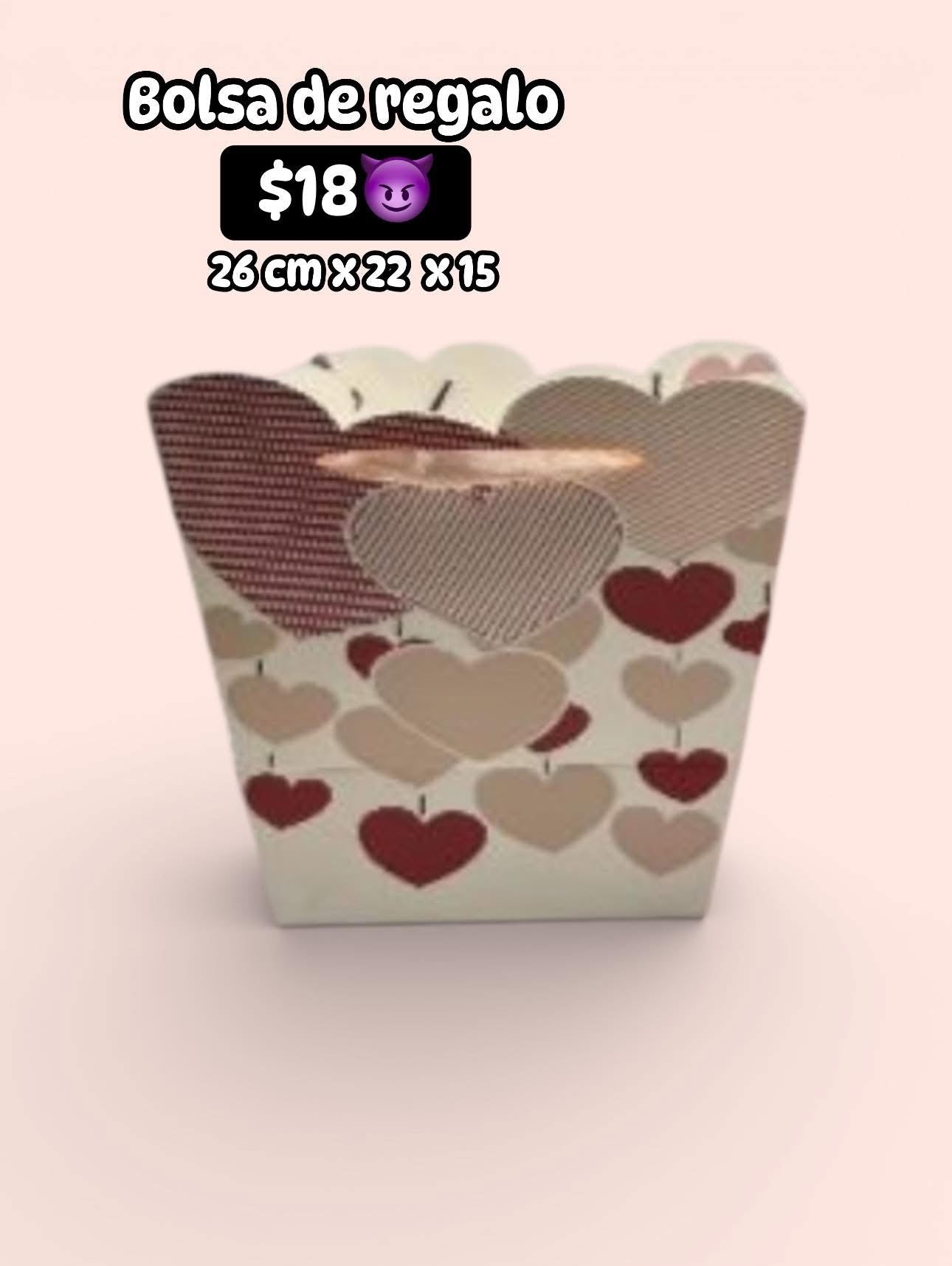 Bolsa regalo san Valentín cereza y corazón