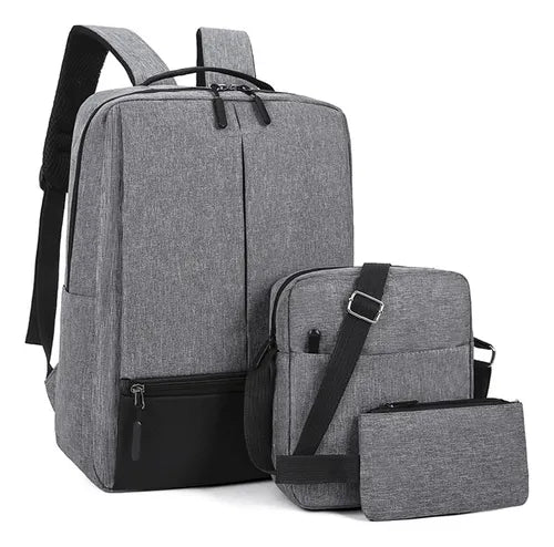 Mochila juvenil 3 piezas GRIS