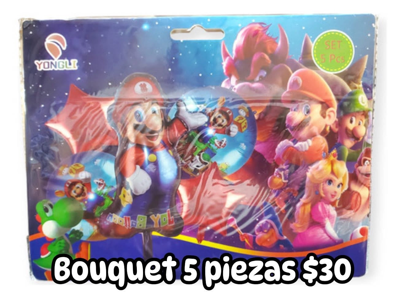 Bouquet 5 globos mario bross