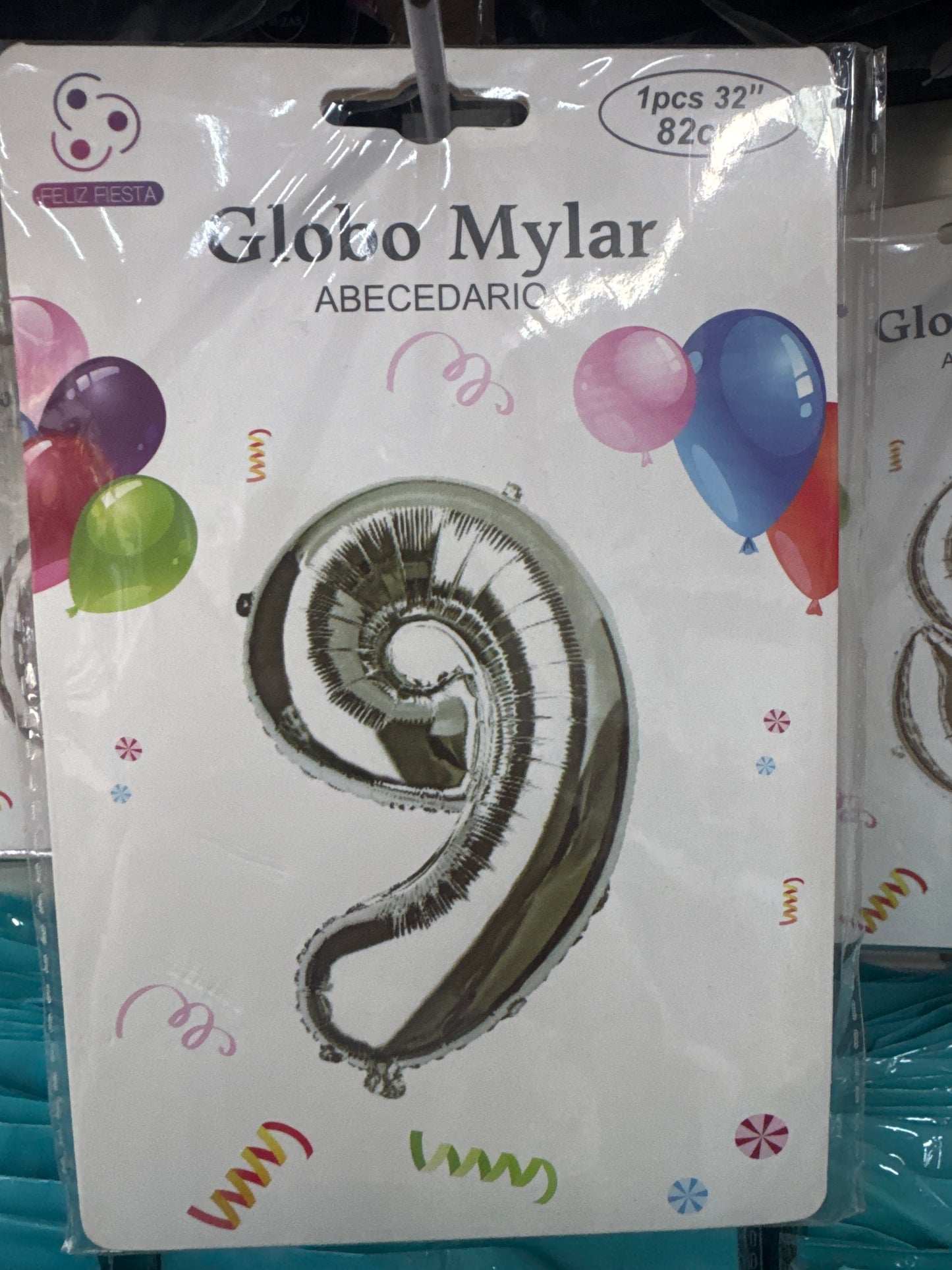 GLOBO NÚMERO 9 32” plata