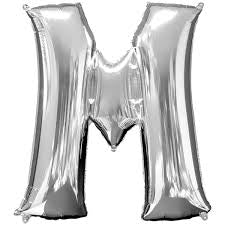 Globo Letra M plateada 16 pulgadas 41cm