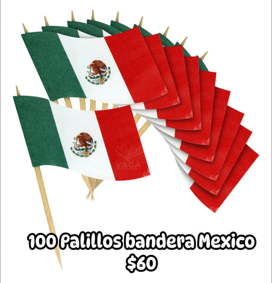 Paquete 100 palillos bandera México