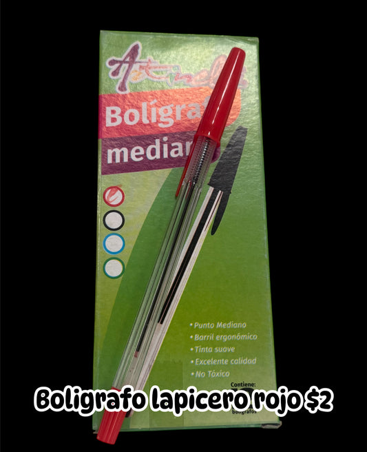 Boligrafo lapicero rojo $2