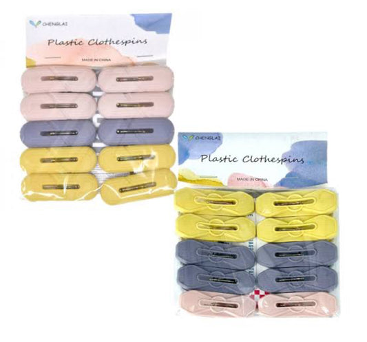 Paquete con 10 pinzas de plástico para tender ropa