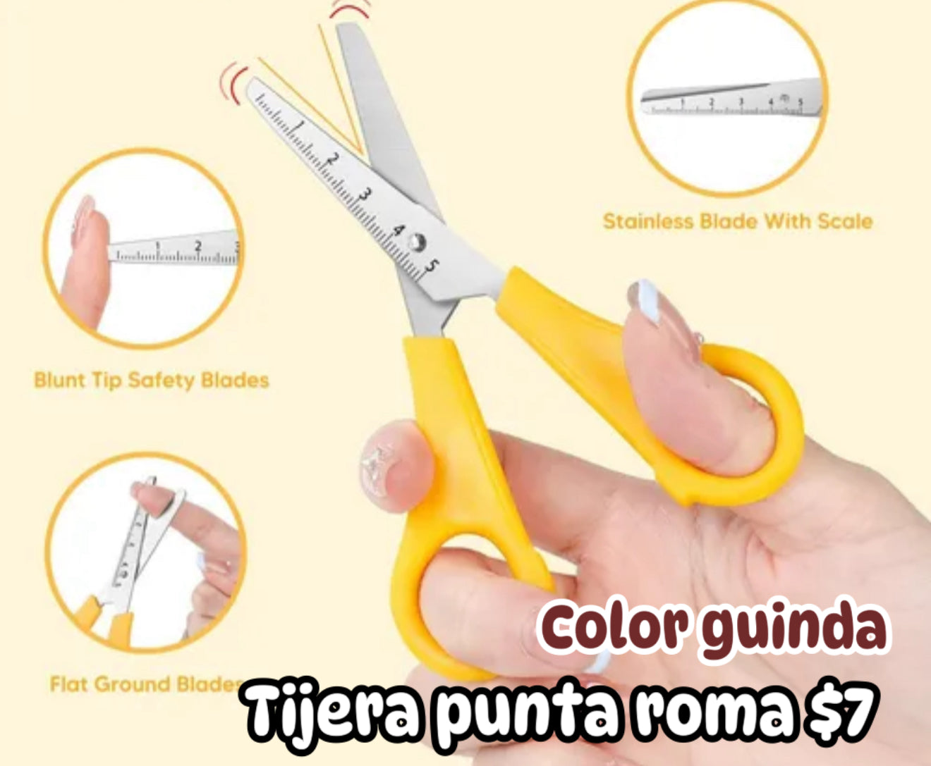 Tijera punta roma color guinda