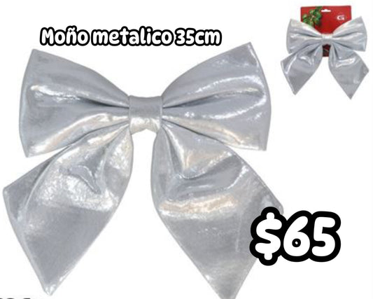 Moño metalico 35cm plateado