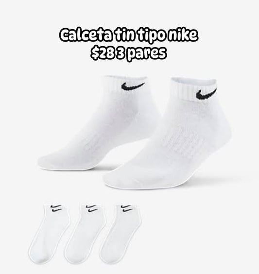 Calceta tin tipo nike 3 pares talla 3 a 5