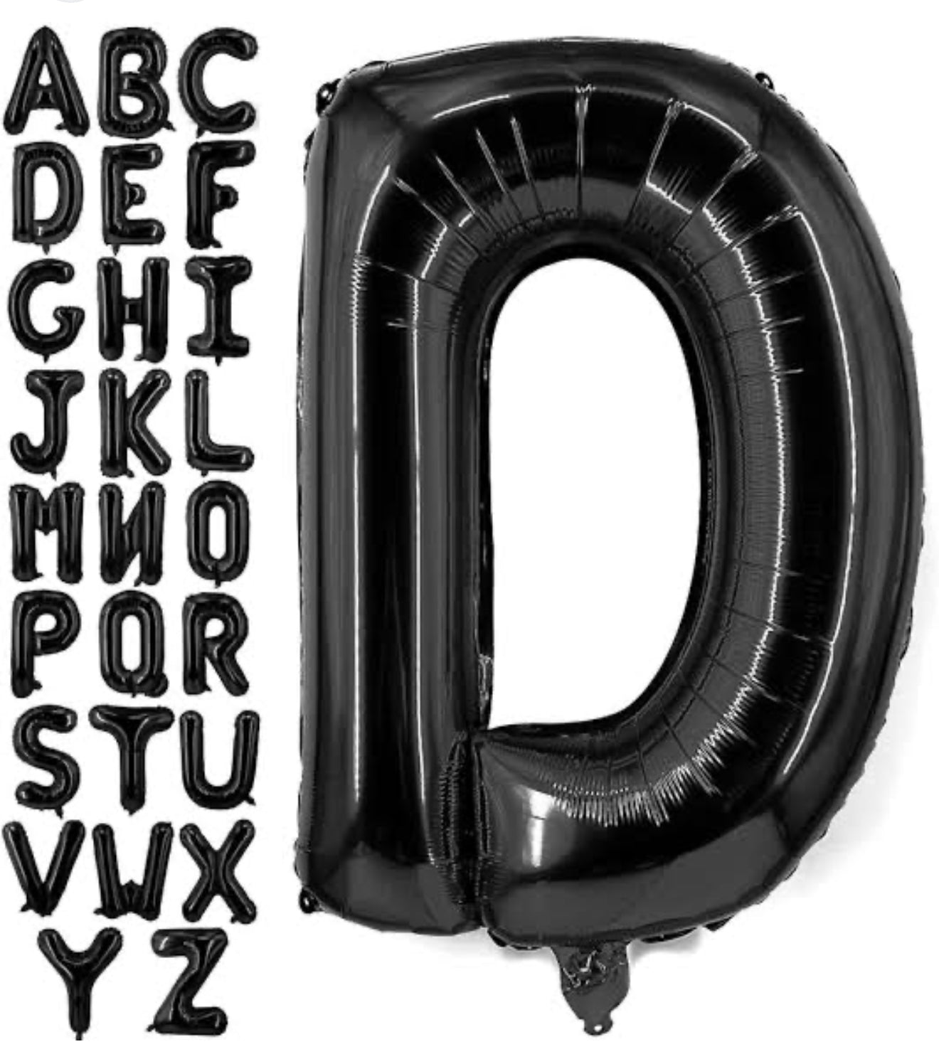 Globo Letra D negro 16 pulgadas 38cm