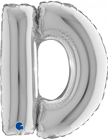 Globo Letra D plateada 32 pulgadas 75cm