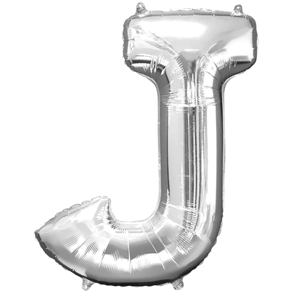 Globo Letra J plateado 16 pulgadas 41cm