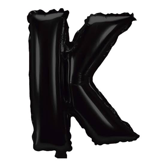 Globo Letra K negro 16 pulgadas 38cm
