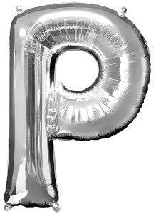 Globo Letra P plateada 16 pulgadas 41cm