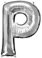 Globo Letra P plateada 16 pulgadas 41cm