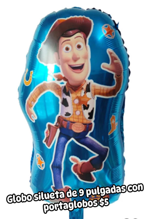 Globo silueta de 9 pulgadas con portaglobos woody