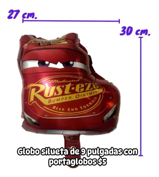 Globo silueta de 9 pulgadas con portaglobos cars