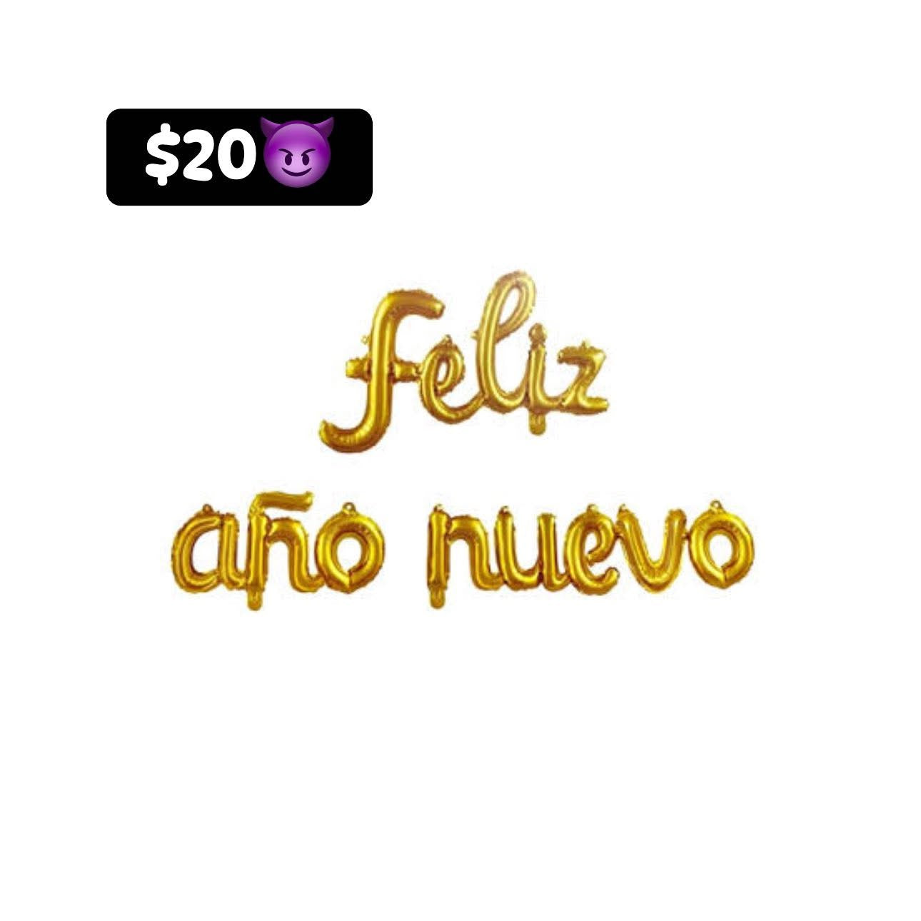 Globo feliz año nuevo oro y plata