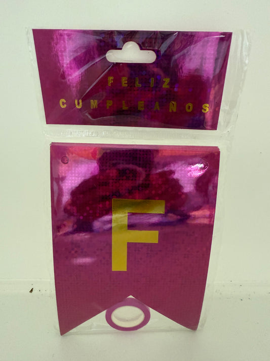 Banderin feliz cumpleaños ROSA FUERTE