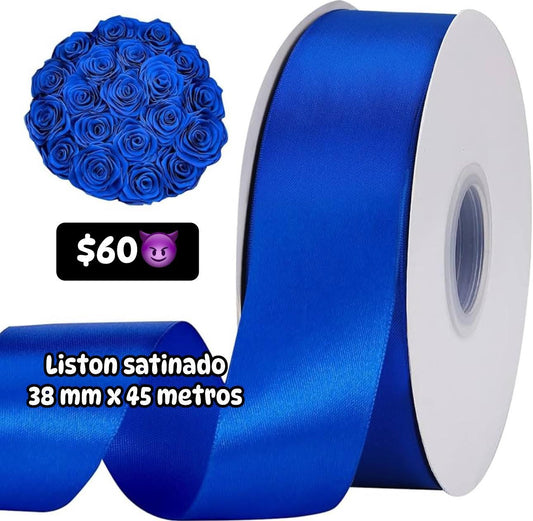 Liston satinado 38mm Azul