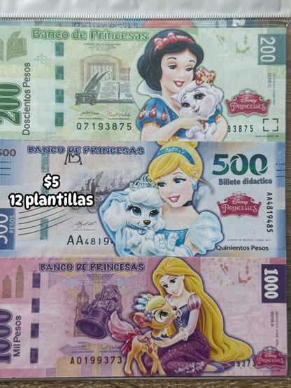 Plantillas billetes didacticos