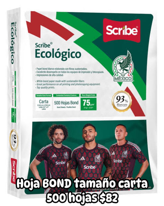 Hoja bond tamaño carta paquete 500 hojas