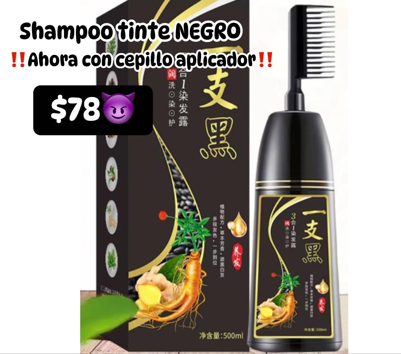 Shampoo tinte negro con cepillo aplicador
