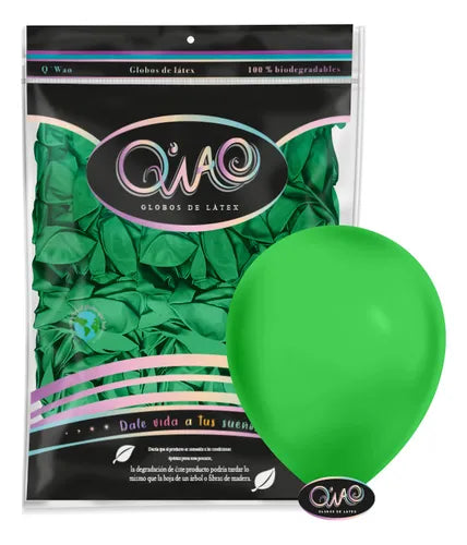 Globo latex QIAO 50 piezas VERDE FUERTE