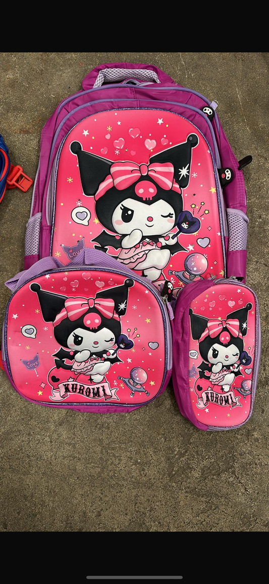 MOCHILA TRIPLE PRIMARIA KUROMI