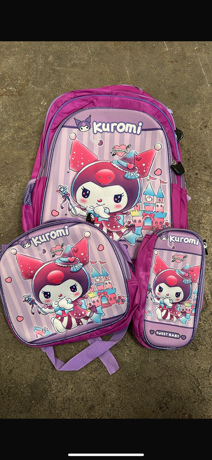 MOCHILA TRIPLE PRIMARIA KUROMI