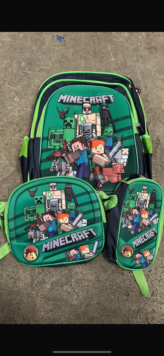 MOCHILA TRIPLE PRIMARIA MINECRAFT