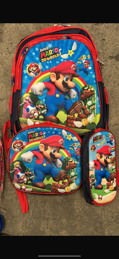 MOCHILA TRIPLE PRIMARIA Mario bross