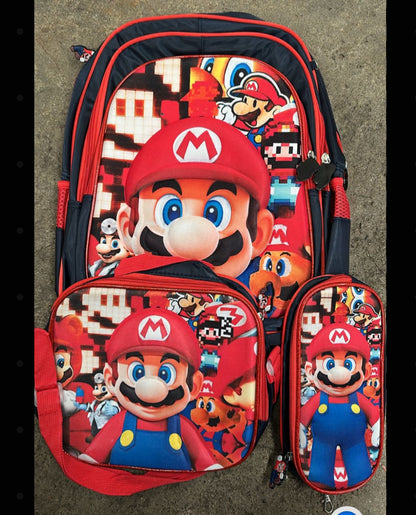 MOCHILA TRIPLE PRIMARIA Mario bross