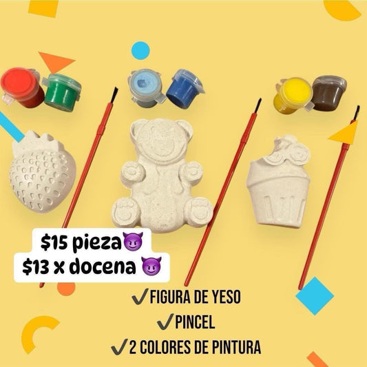 FIGURA DE YESO CON 2 COLORES DE PINTURA Y PINCEL