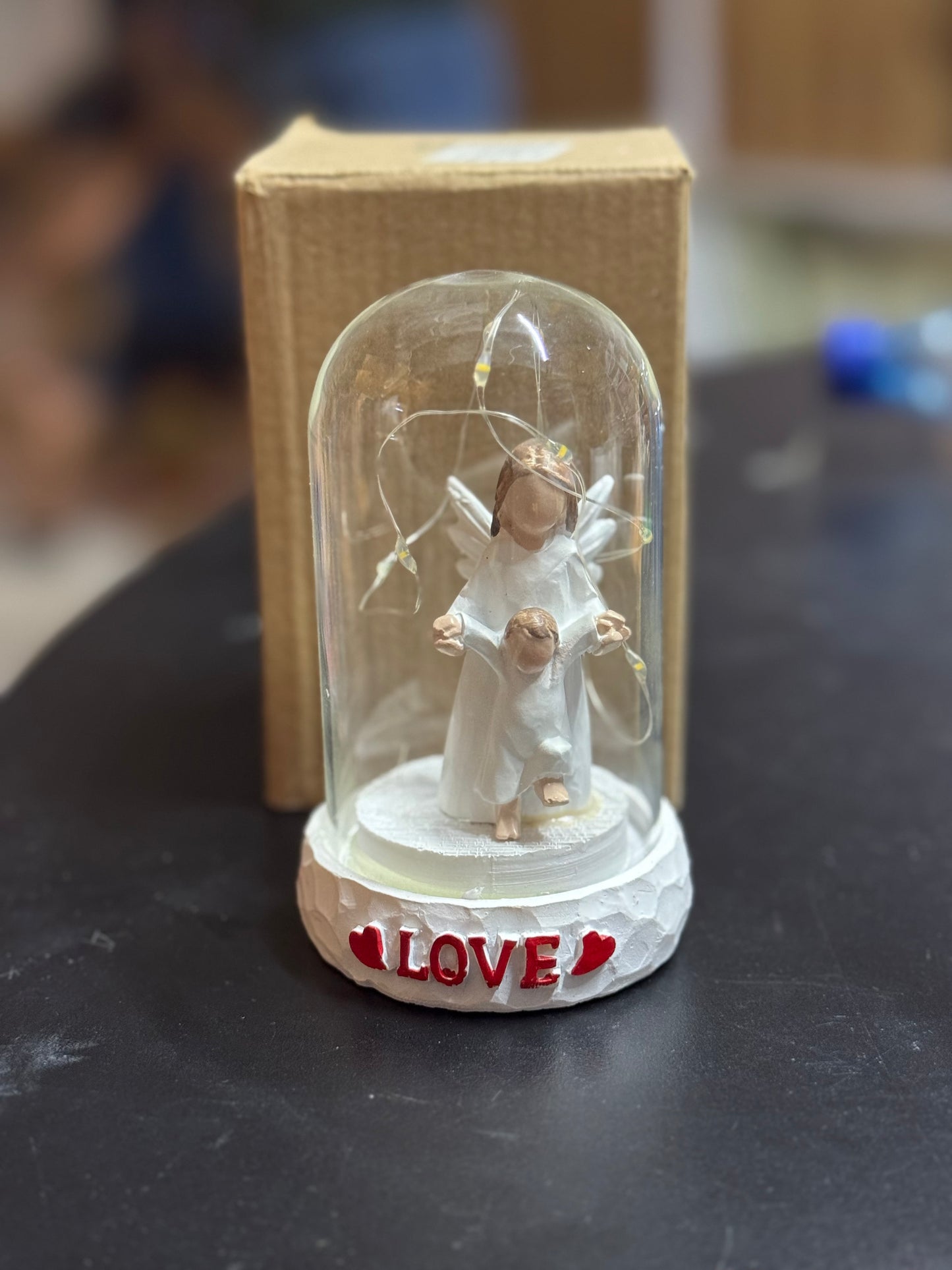 LAMPARA CRISTAL CON LUZ Y ANGEL