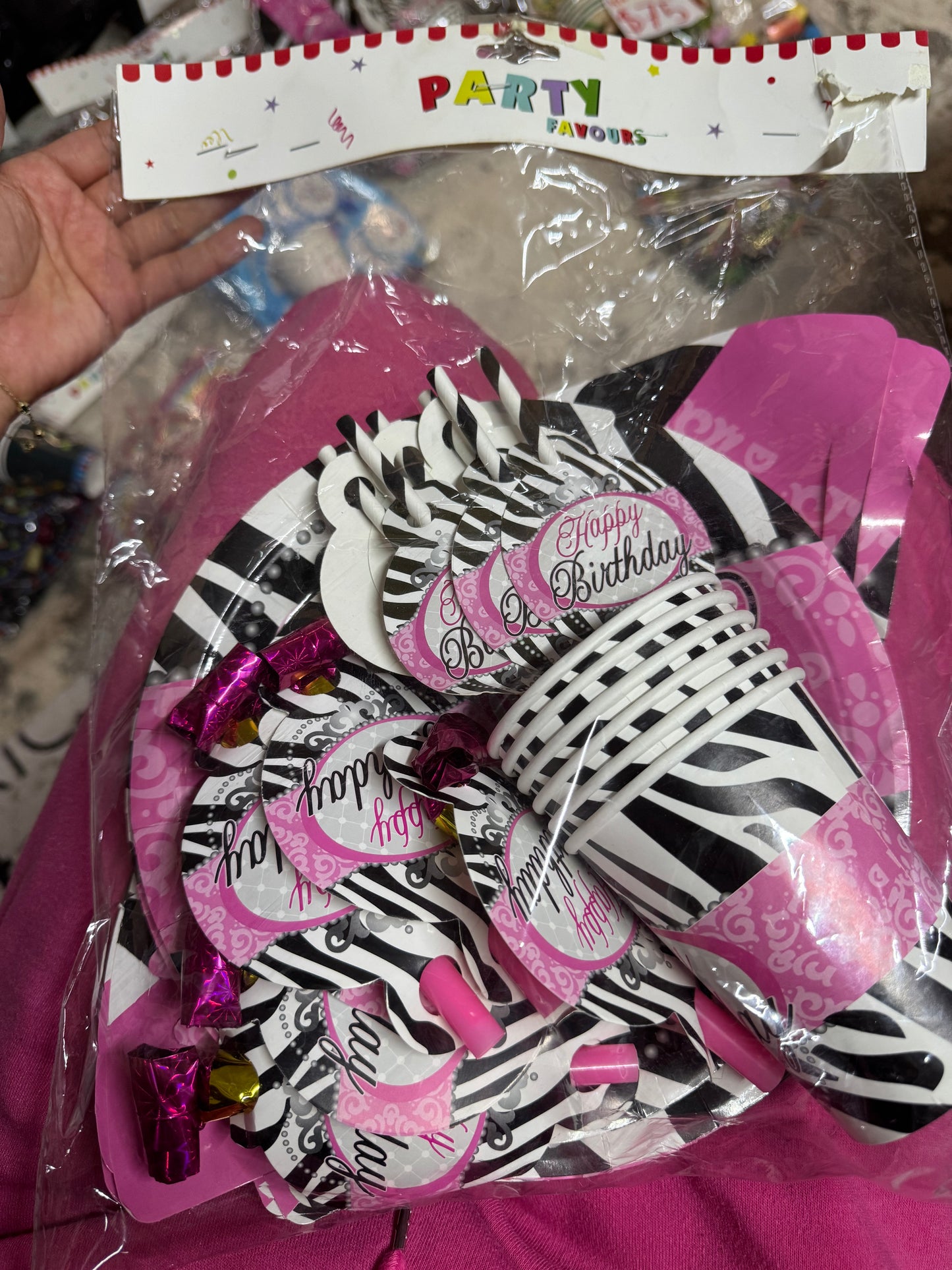 kit fiesta zebra con rosa happy birthday