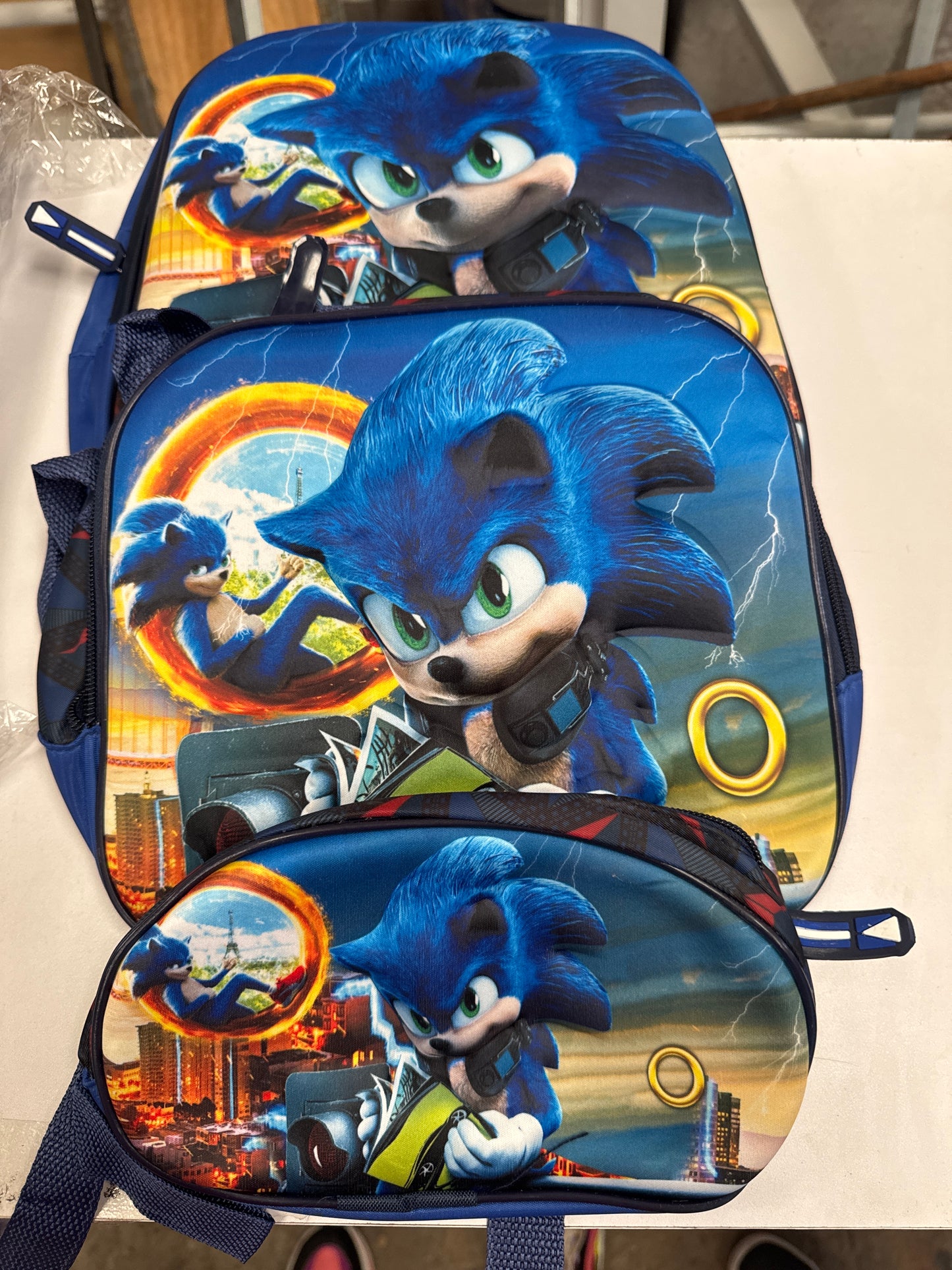 MOCHILA TRIPLE PREESCOLAR SONIC